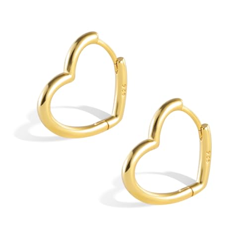 ALEXCRAFT Herz Ohrringe Gold Creolen Klein Damen 14K Vergoldete Ohrringe Geschenk für Frauen Freundin Mama Mädchen