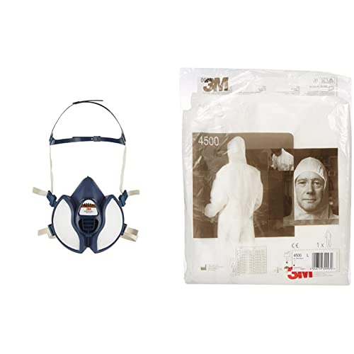 3M Atemschutz Halbmaske Wartungsfrei 4251 Filter FFA1P2 R D leichteres Atmen durch verbessertes Ausatemventil Herren Disposable Overall Wit 4500ß L Kategorie Iß L EU