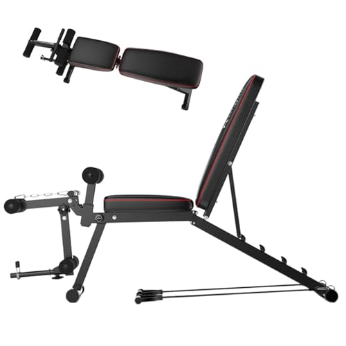 Verstellbare Hantelbank mit Beincurler und Beinstrecker Trainingsbank Schrägbank mit 5 Fach Verstellbarer Fitnessbank für Ganzkörper Workout Sit Up BankBlack 48 118 111CM