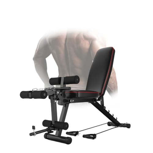 Hantelbank Klappbar Fitness Bank für Zuhause 200 kg strapazierfähig rutschfestes PU 3-stufige Beinrolle für Kurzhanteldrücken Ganzkörpertraining und Heimtraining