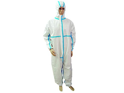 Gima   Schutzanzug Klebebandnähten aus atmungsaktivem Vliesstoff Kapuze elastischen Manschetten Taille Frontreißverschluss Typ 4B 5B 6B Einweg Größe M PSA Klasse III