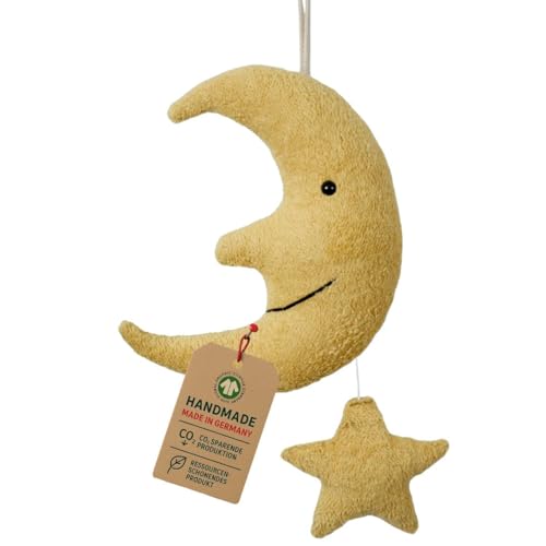 Efie Bio - Spieluhr Mond mit Stern Bio-Baumwolle KBA Made in Germany GOTS-Zertifiziert nachhaltig - Melodie Schlaf Kindchen Schlaf