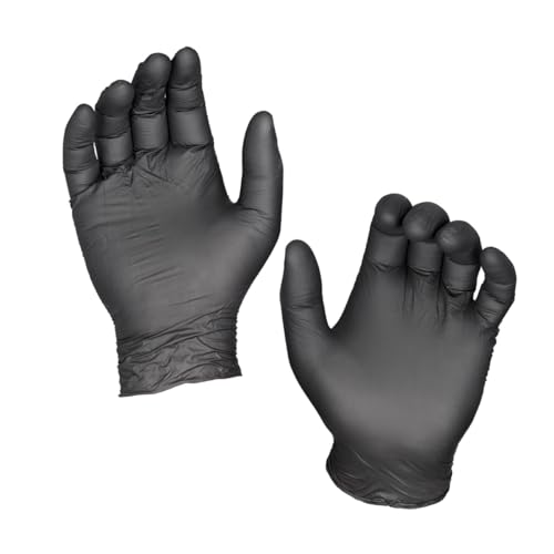 bricoleva.it Einweghandschuhe aus weißem Latex 100 Stück elastische Latexhandschuhe für Laboratorien Bau Reinigung und Handhabung kleiner Gegenstände L Schwarz