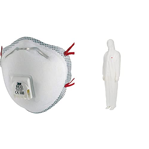 3M Atemschutzmaske 5 er Pack R D 8833SP DE 2729 3708 2ß Einheitsgröße Sicherheitsoverall Kappe aus Polypropylenßöße M