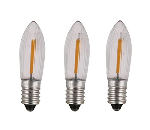 ShuoHui E10 COB LED Filament Ersatz-Riffelkerze für Lichterketten mit 15 16 Brennstellen Innen- und Außenbeleuchtung warmweiß klar E10 Sockel 14V to 55 V 0 2 W 3