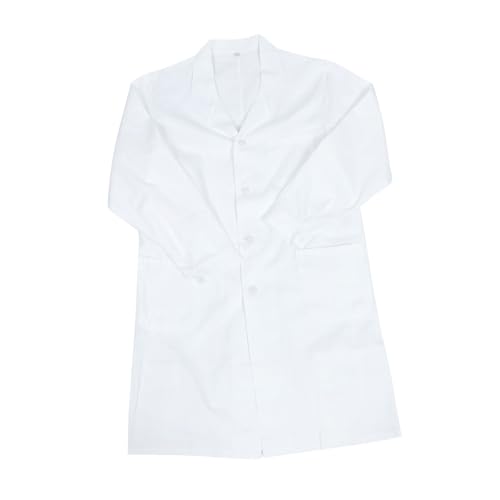 BIUDECO Langärmeliger Weißer Laborkittel mit Taschen Klassischem Reverskragen Vielseitig Einsetzbar für Labor und Schule Schmutzabweisende Schutzkleidung für Ärzte und