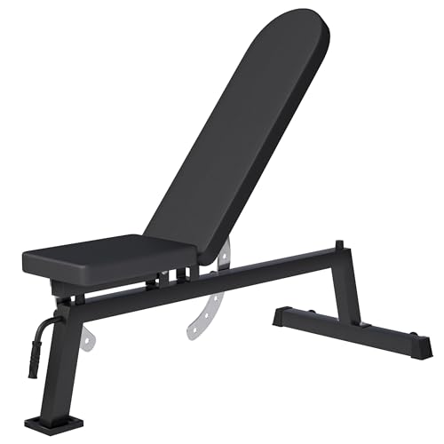 GORILLA SPORTS Hantelbank - 7-Fach Rückenlehne und 3-Fach Sitz Verstellbar 148 x 56 x 44 5-123 cm Multifunktion aus Stahl Schwarz - Trainingsbank Schrägbank Negativbank Flachbank Fitnessbank