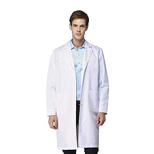 Mymyguoe Laborkittel Baumwolle Herren Kittel Arztkittel Unisex Chemie Schutzkleidung Medizin Mäntel Cosplay Kostüm Weiß Ärztemantel Knöpfen