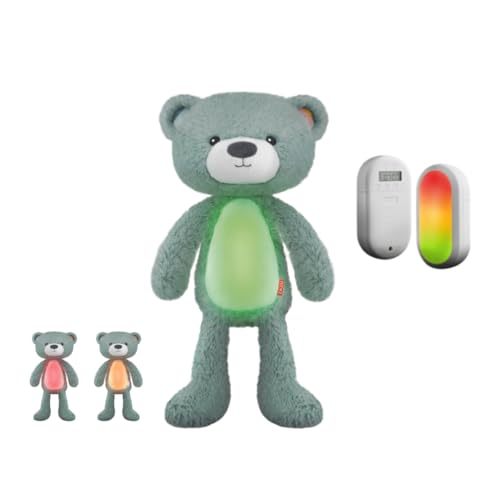 Zazu Brody Schlaftrainer - Kuscheltier mit Nachtlicht Geräuschmaschine und Schreisensor - Lehrt den Schlafrhythmus - Einstellbare Helligkeit - Beruhigende Musik - Waschbar Blau