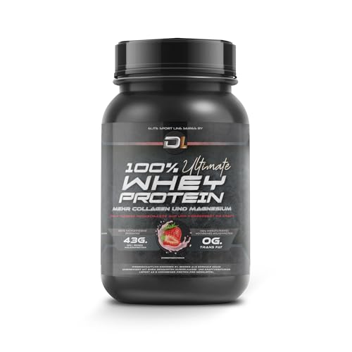 Whey Protein Pulver mit Kollagen Magnesium Aminosäuren Unterstützt Muskelaufbau Regeneration Leicht verdaulich Erdbeergeschmack 1 kg