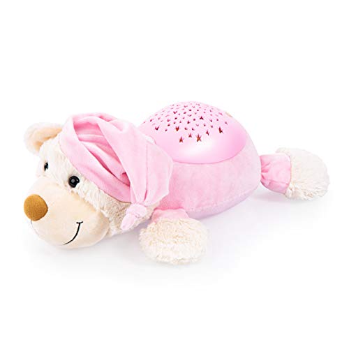 Bayer Design 69507AA Einschlafhilfe Schlummerlicht Nachtlicht mit Sternenlicht Bär Kuscheltier Nachtlampe Kinderlicht Baby Kinder rosa