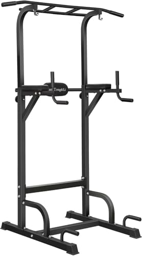 BangTong Li Power Tower Dip Station Verstellbare Klimmzug- Dip-Ständer Multifunktionales Krafttraining Klimmzugstange Fitnessgerät für Heim-Fitness-Studio Schwarz