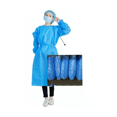 Einweg-Isolationskittel Ganzkörper-Schutzanzug elastische Taillenbündchen wasserdicht staubdicht für Laborreinigung Laborkittel Einwegkleidung