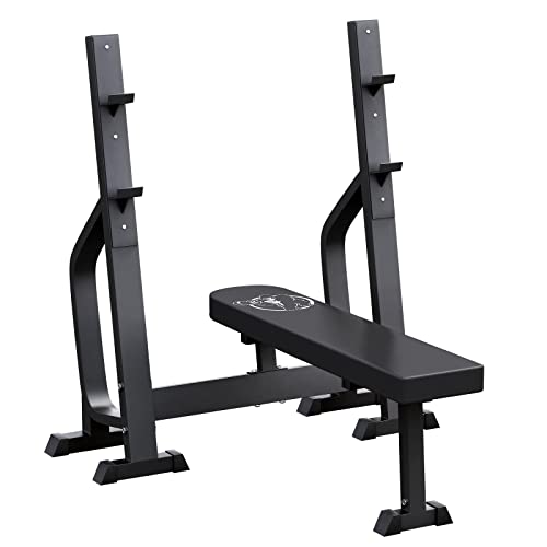 GORILLA SPORTS Hantelbank - mit Ablage bis 250 kg Belastbar 130x120x140 cm Anti-Rutsch-Füße Stahl Schwarz - Drückerbank Massiv Bankdrücken Trainingsbank Flachbank Krafttraining