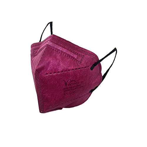 Obbocare FFP2 Masken mit 5 Schichten FFP2-Maske CE-zertifiziert einzeln verpackt hergestellt in Spanien Farbe Bordeaux Box mit 20 Stück