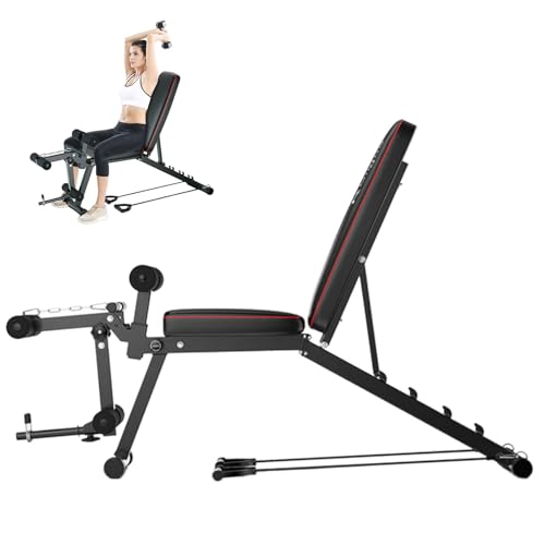 Weyot Mehrzweck Hantelbank für Zuhause Verstellbare Fitnessbank Beinstrecker Beinbeuger Gerät Sit Up Bank GanzkörpertrainingBlack 48 118 111CM