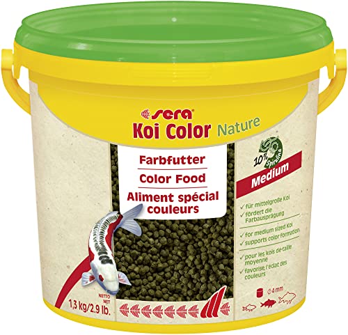 sera 07022 Koi Color Nature Medium 3 8 Ltr. EIN natürliches Farbfutter mit 10% Spirulina für farbenprächtige Koi zwischen 12 und 25 cm Koi Futter ohne Farb- Konservierungsstoffe