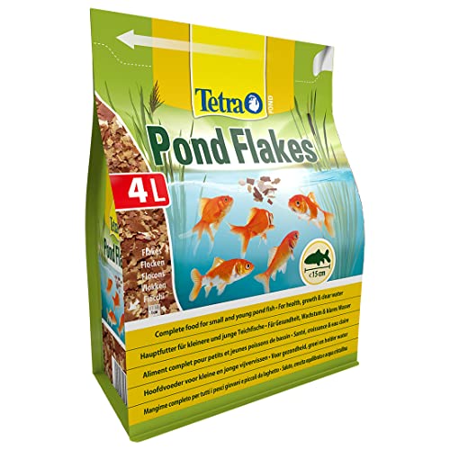 Tetra Pond Flakes Fischfutter für kleinere und junge Teichfische in Flockenform für eine abwechslungsreiche und ausgewogene Ernährung 4 L Beutel
