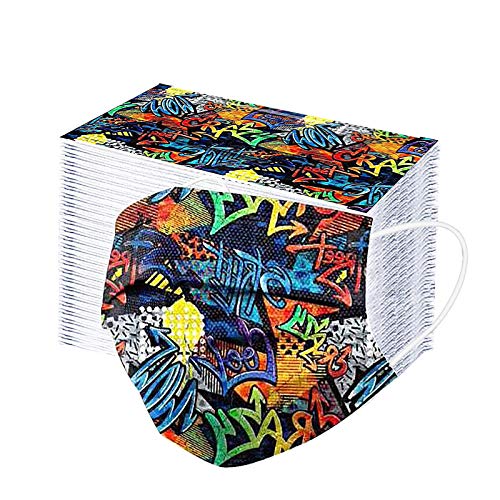 XiaoCheyh Kinder Einweg Mundschutz Multifunktionstuch 3-lagig Mode Motiv Bedruckte Einmal Maske Weiche Staubdicht Atmungsaktive Vlies Mund-Nasenschutz Bandana Halstuch