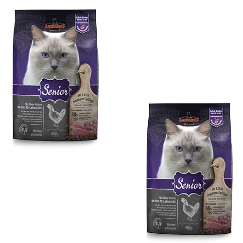 Leonardo Adult Senior Doppelpack 2 x 400 g Trockenfutter für ausgewachsene ältere Katzen Mit extra frischem Geflügel Reduzierter Energiegehalt für eine Gute Figur