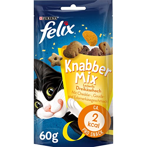FELIX KnabberMix Dreikäsehoch Katzensnack Knusper-Leckerlie mit Käsegeschmack 8er Pack 8 x 60g