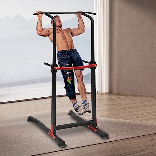 Gdetnysty Dip Station Klimmzugstange Kraftstation Klimmzug Power Tower Fitnessturm TrainingsgeräT Trainingsbar Pull Up Rack Stand Mit Tauchstand 82Cm Produktbreite FüR Die AusüBung Der Muskeln
