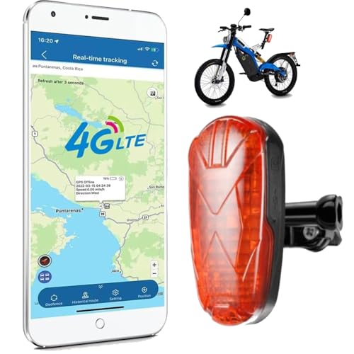 TKMARS Fahrrad GPS 4G GPS Ortungsgerät für E-Bike Roller Motorrad Lenker Echtzeit Peilsender Tracker und wasserdicht Wiederaufladbar SOS-Alarm mit APP Webplattform
