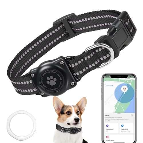 Hund GPS Tracker Mini GPS Tracker Ohne ABO für Hunde nur IOS mi t wasserdichte Reflektierendes GPS Hunde Tracker Halsbänder Tracking Standort von Haustieren Arbeite mit Apple Find My