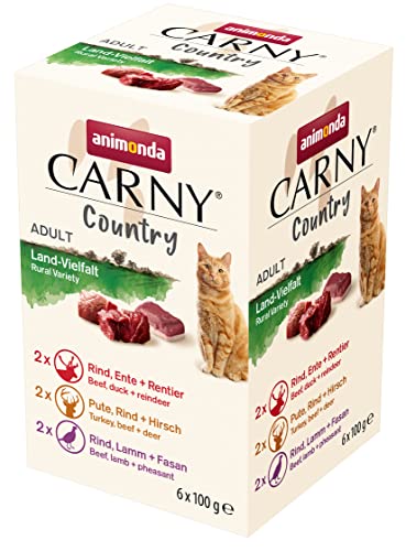  Country Cat Food Wet Grain Free and Sugar Free for Cats Country Variety 6x 100g Medium