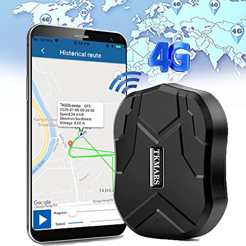 TKMARS 4G GPS Tracker Ohne ABO Auto GPS Tracker 90 Tage Standby-Zeit Starke Magnetische Wasserdichtigkeit Mit Kostenlosen Apps 5000mah