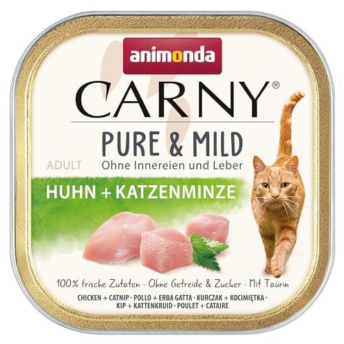 animonda Carny Katzenfutter nass Adult Pure Mild Nassfutter für Katzen mit Huhn Katzenminze 32 x 100 g