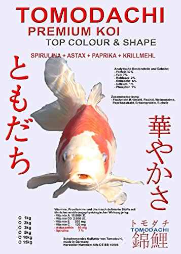  für den Sommer Qualitäts   Koischwimmfutter Farbschutz Spirulina energiereich Tomodachi Premium Top Colour and Shape arktischem Fischmehl Fischöl 15kg 6mm Koipellets