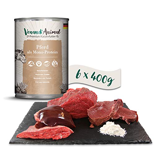 Venandi Animal - Premium Nassfutter für Katzen - Pferd als Monoprotein 6er Pack 6 x 400 g getreidefrei Monoprotein