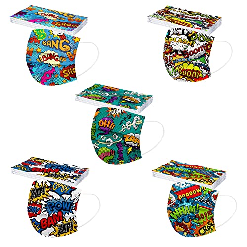 SDFRK 50 Stück Mundschutz Kinder Bunt Einweg 3-lagig Schöne Motive Bunt Mund-Nasen-Schutz Atmungsaktiv MNS Bedeckung Maske-Tücher Bandana Halstuch für Jungen Mädchen viele stile für sie zu wählen