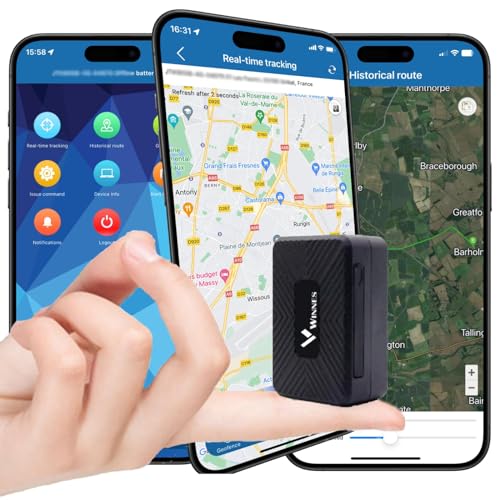 Winnes Mini GPS Tracker 4G GPS Tracker Auto mit Starker Magnet Wasserdicht GPS AGPS LBS Echtzeit Ortung Anti-Verlust GPS Tracker mit Gratis App für Kind Koffer Fahrrad Auto
