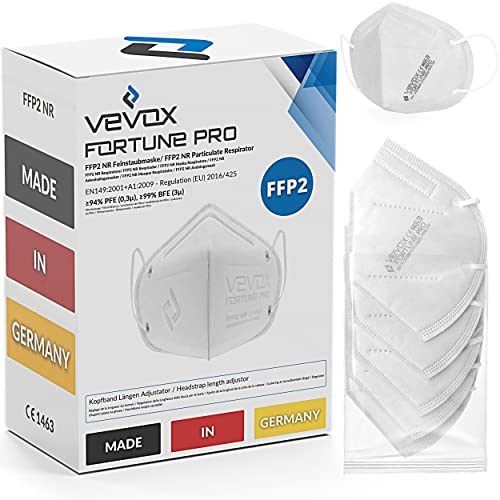 VEVOX aus Deutschland   10 50 Stk.   Farbe wählbar   100% MADE IN GERMANY   Mundschutz Weiß   geprüft nach EN149 2001 A1 2009   5 Stk. verpackt
