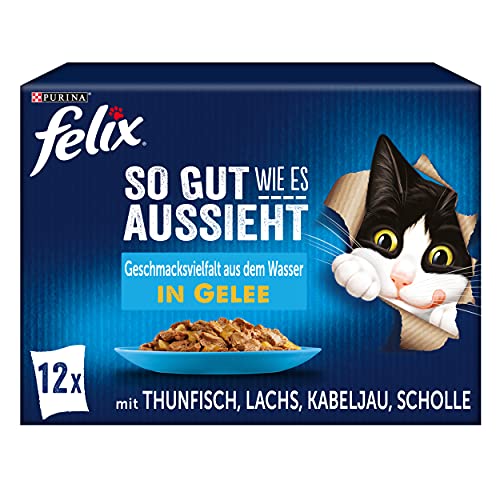 FELIX So gut wie es aussieht Katzenfutter nass in Gelee Fisch Sorten Mix 6er Pack 6x 12 85g
