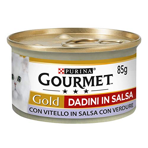Gourmet Purina Gold Feuchtigkeit Katzenwürfel in Sauce mit Kalbsleder aus Sauce mit Gemüse - 24 Dosen 85 g pro Packung 24 x 85 g