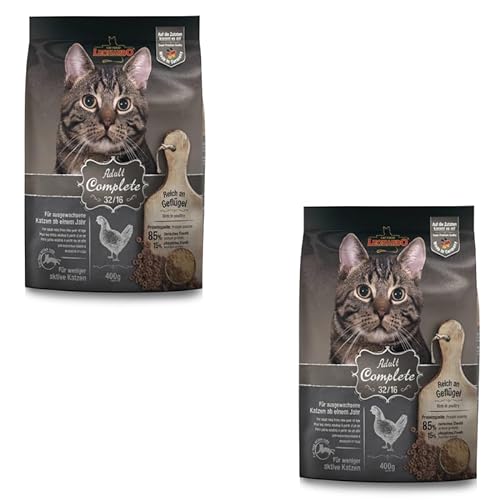 Leonardo Adult Complete 32 16 Doppelpack 2 x 400 g Trockenfutter für ausgewachsene Katzen Reduzierter Energiegehalt für eine Gute Figur Für weniger aktive Katzen
