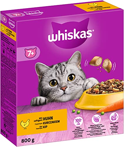 Whiskas Senior 7 Trockenfutter Huhn 5x800g 5 Packungen   Katzentrockenfutter für ältere   unterschiedliche Produktverpackungen erhältlich