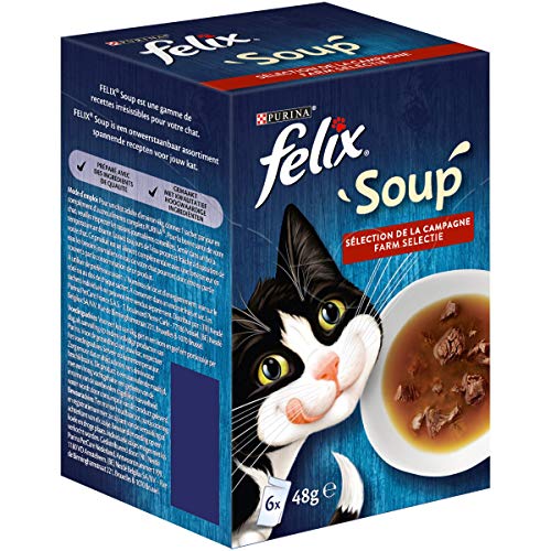  Soup Suppe für Katzen mit zarten Stückchen Geschmacksvielfalt vom Land 8er 8x 6 Beutel 48g