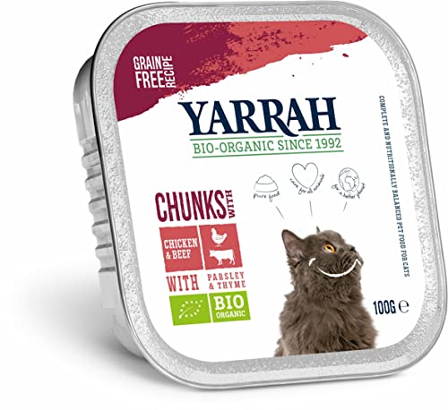 Yarrah Bio Katze Schale Bröckchen Huhn mit Rind 6 x 100 gr