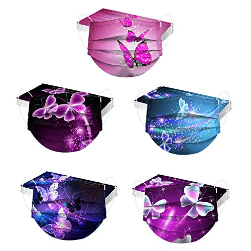 50 Stück Erwachsene Mundschutz Einweg 3-lagig Cartoon Motiv Bunt 3D Druck Multifunktionstuch Bandana Atmungsaktiv Mund-Tuch Halstuch Schals Staubdicht Atmungsaktiv für Herren Damen
