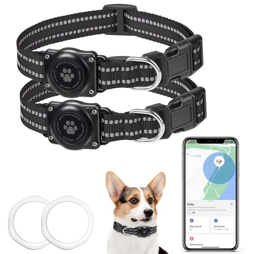 Hund GPS Tracker Mini GPS Tracker Ohne Abo für Hunde nur IOS mi t Wasserdichte Reflektierendes GPS Hunde Tracker Halsbänder Tracking Standort von Haustieren Arbeite mit Apple Find My 2 Pack
