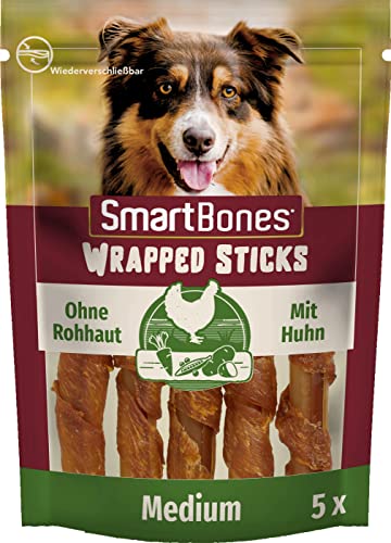 SmartBones Chicken Wrapped Sticks Medium - Hundesnack mit Huhn fÃ¼r mittelgroÃŸe Hunde Kaustangen mit weicher Textur ohne Rohhaut 5 StÃ¼ck