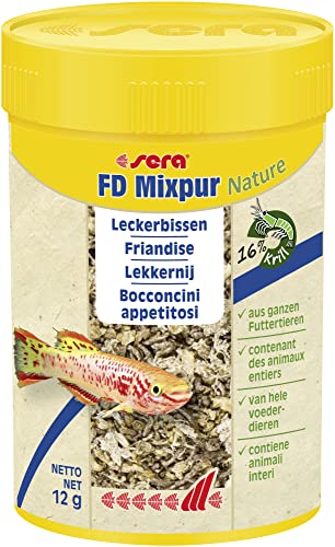 sera FD Mixpur Nature 100 ml 12 g - Die Leckerbissen Mischung aus getrockneten Mückenlarven Daphnien Tubifex und Krill - Fischfutter fürs Aquarium mit hoher Verwertbarkeit somit weniger Algen