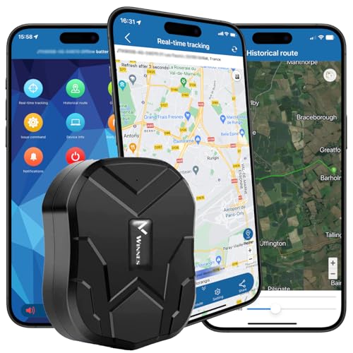 Winnes GPS Tracker 4G 80 Tage Standby Ortungsgerät Starker Magnet Echtzeit-Tracking Wasserdichter Tracker GPS-Sender für Auto LKW Motorrad Gefrierschrank Boot ohne Abonnement