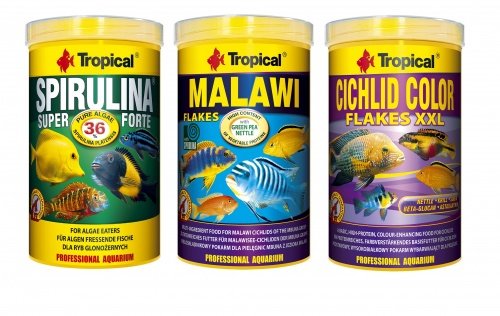 Tropical Futterset Malawi Spirulina Forte Cichlid Color 3 x 1 L