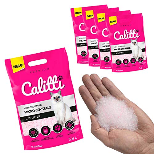 Calitti   Micro Premium Crystals Silikatstreu Antibakteriell Katzensand 4 er Set 4x 3 8 L 15 L