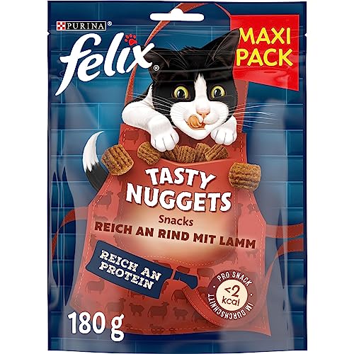 FELIX Tasty Nuggets Reich an Rind mit Lamm Katzensnacks 180g